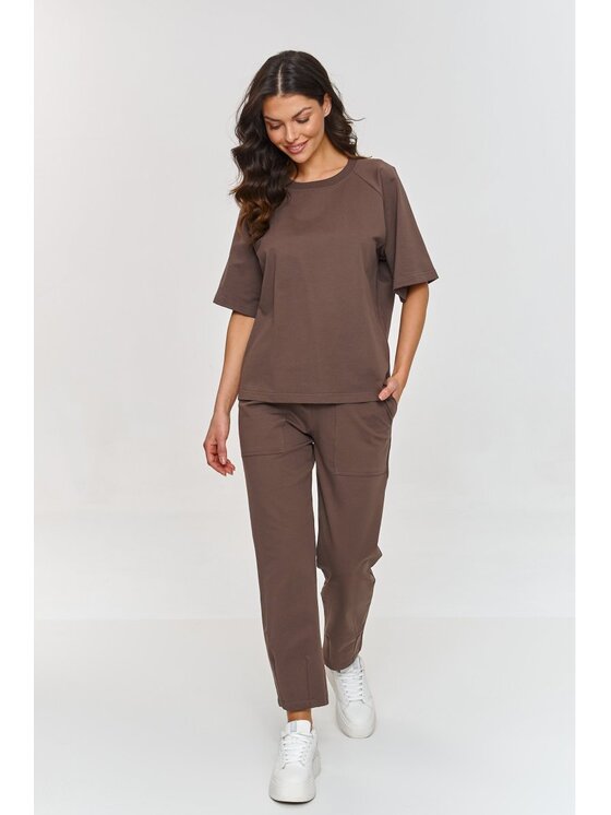 Makadamia Makadamia Dres m865 Brązowy Relaxed Fit