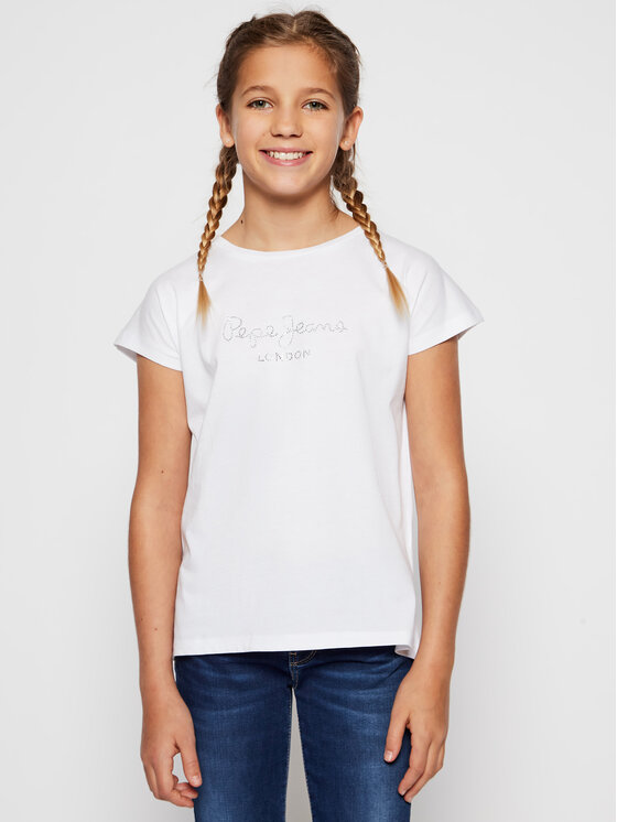 Pepe Jeans Pepe Jeans Marškinėliai Nuria PG502460 Balta Regular Fit