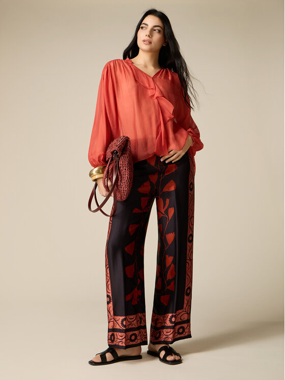 Oltre Oltre Spodnie materiałowe P008J002462N0Z3 Czarny Baggy Fit