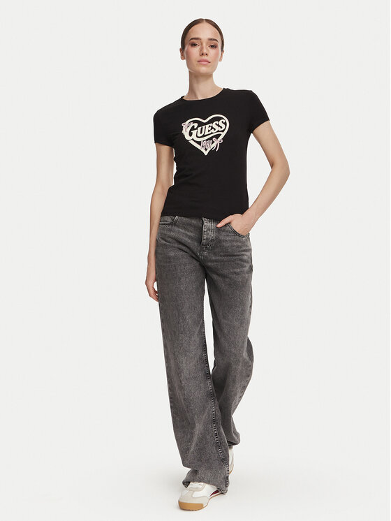 Guess Guess Marškinėliai V6YI09 K4276 Juoda Slim Fit