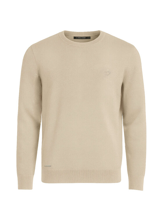 Volcano Volcano Sweter S-LOGAN Beżowy Regular Fit