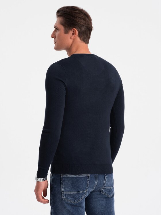 Ombre Ombre Svetr OM-SWBS-0106 Tmavomodrá Regular Fit