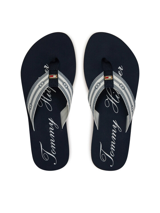 Tommy Hilfiger Žabky Im Th Signature Beach Sandal FW0FW08369 Tmavomodrá