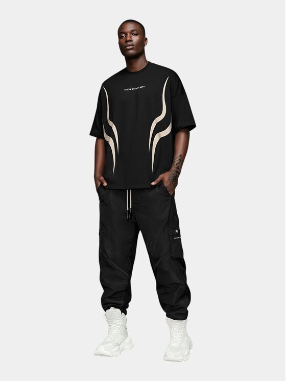 MADE BY SOCIETY MADE BY SOCIETY Ścierka Pantaloni cargo - P16657 Czarny Basic Fit