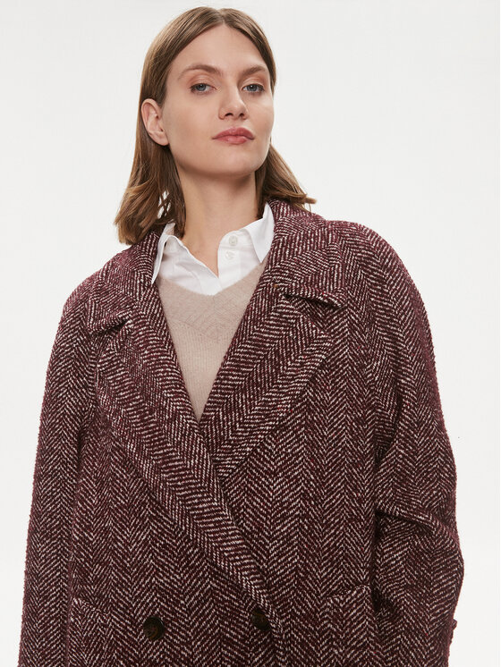MVP Wardrobe MVP Wardrobe Vlněný kabát Spiga Over MVPI3CP018.0PN0052 Bordó Over Fit
