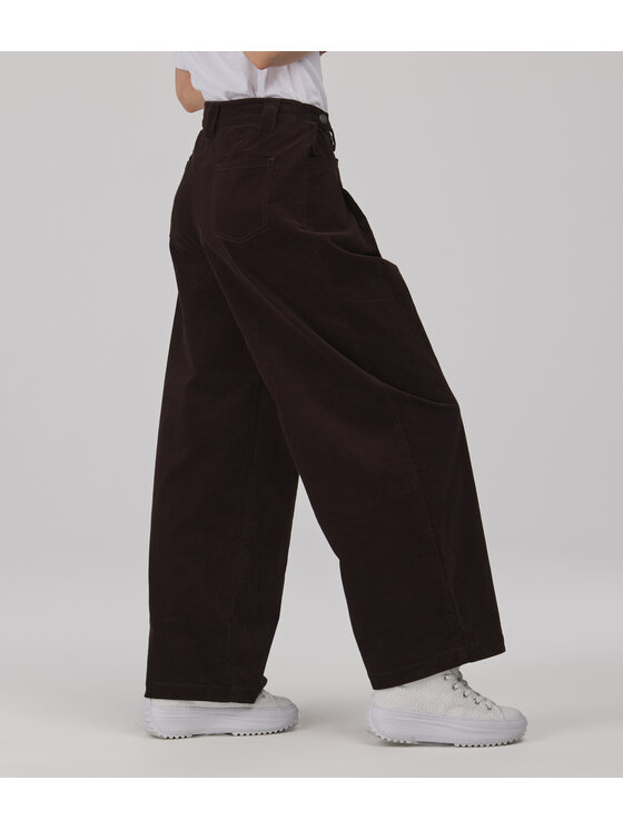 Lee Cooper Lee Cooper Spodnie materiałowe GAJA Brązowy ciemny Wide Leg