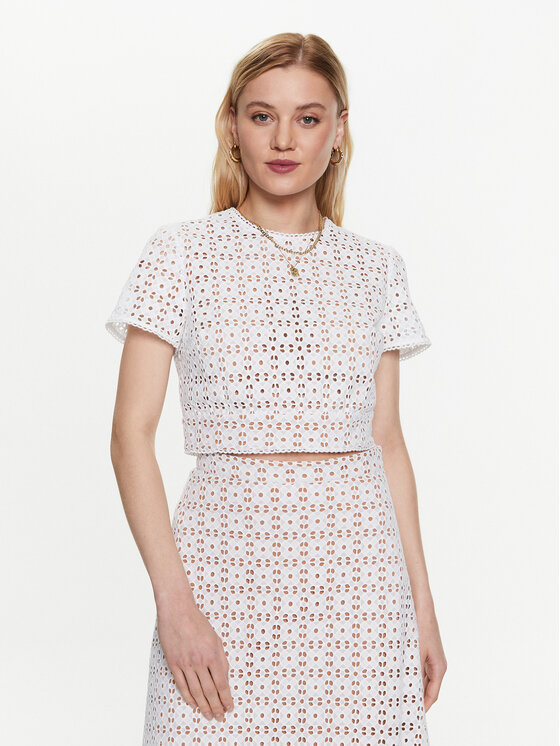 MICHAEL Michael Kors MICHAEL Michael Kors Топ MS340HG8BK Білий Slim Fit
