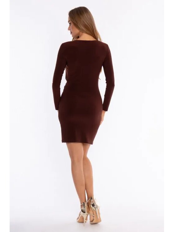 Made of Emotion Made of Emotion Sukienka koktajlowa M926 Brązowy Modern Fit