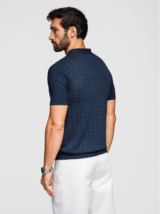 Ombre Ombre Polo OM-POSS-0168 Granatowy Regular Fit
