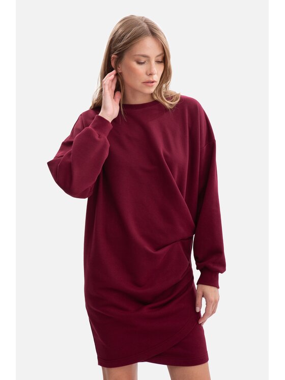BeWear BeWear Sukienka dzianinowa b298 Bordowy Baggy Fit