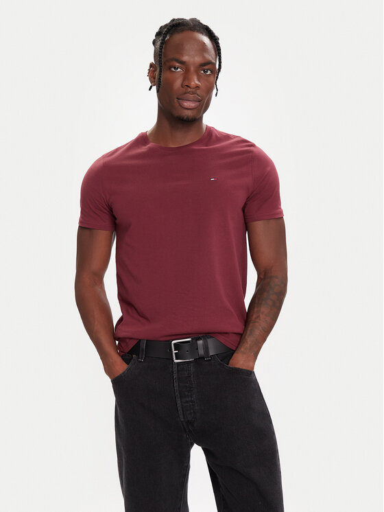 Tommy Jeans Tommy Jeans Tričko DM0DM04411 Bordová Slim Fit