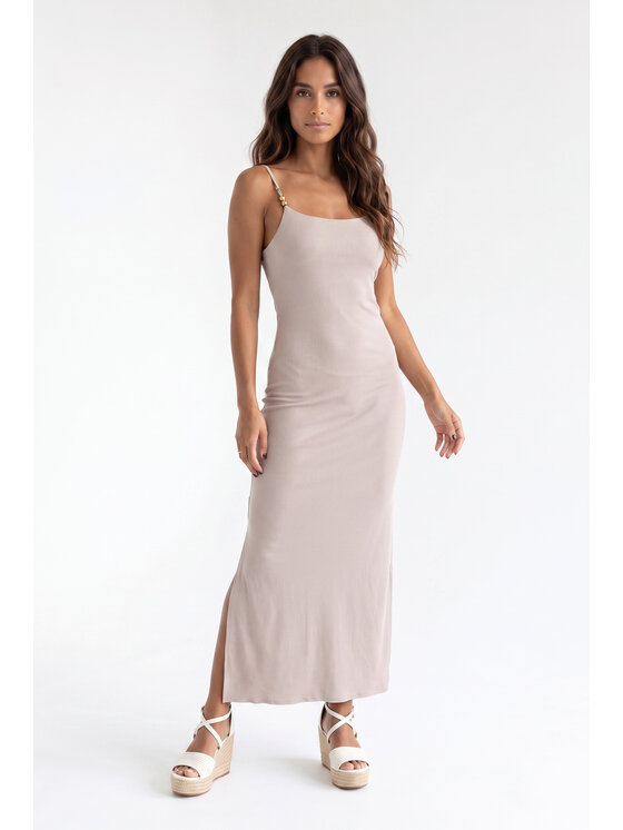 FIGL FIGL Sukienka letnia M1199 Beżowy Fitted Fit