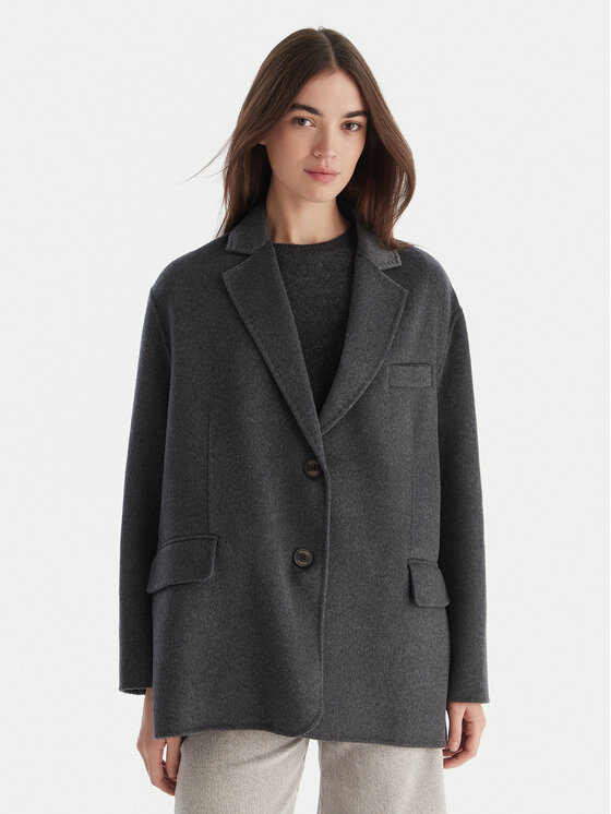 ViCOLO ViCOLO Vlněný kabát TF0005 Šedá Regular Fit