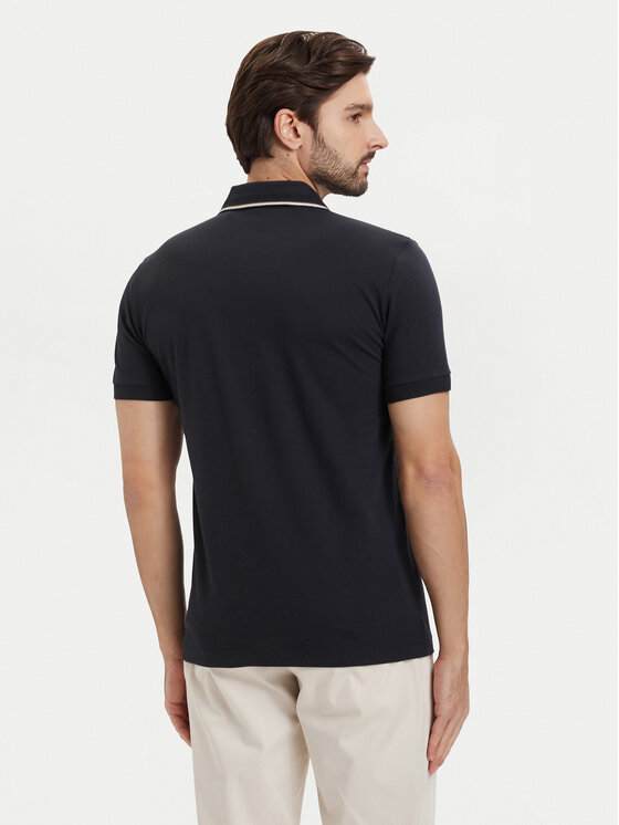 BOSS BOSS Тениска с яка и копчета Pl Goc Birdie Paule 50559365 Тъмносин Slim Fit