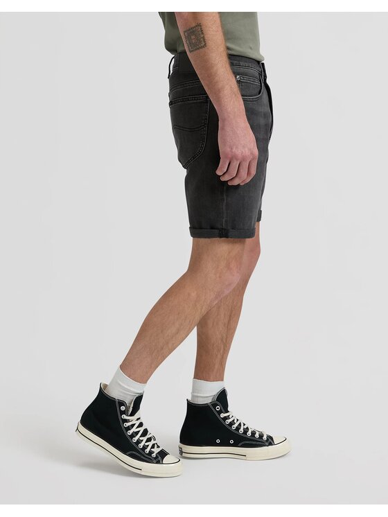 Lee Lee Szorty jeansowe RIDER SHORT Czarny Slim Fit