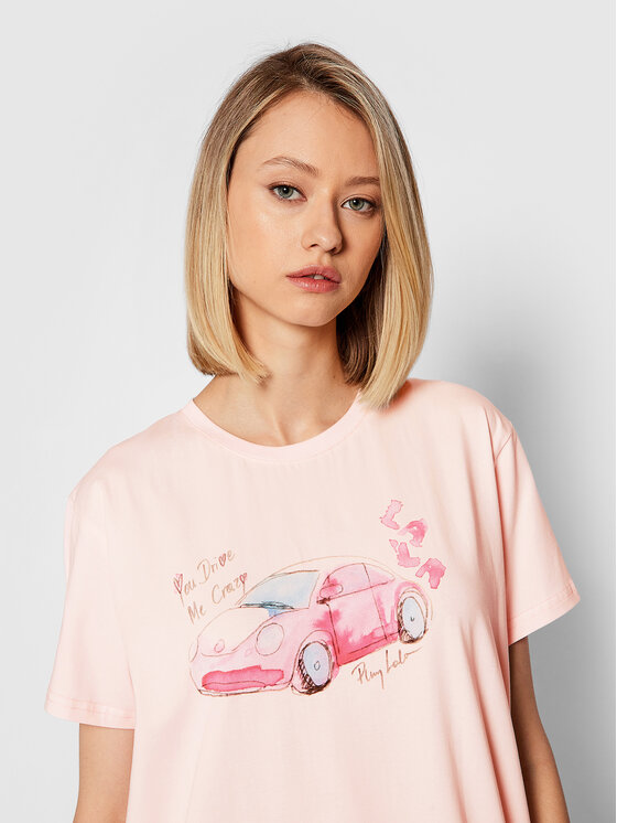 PLNY LALA PLNY LALA T-särk You Drive Me Crazy Classic PL-KO-CL-00274 Roosa Regular Fit