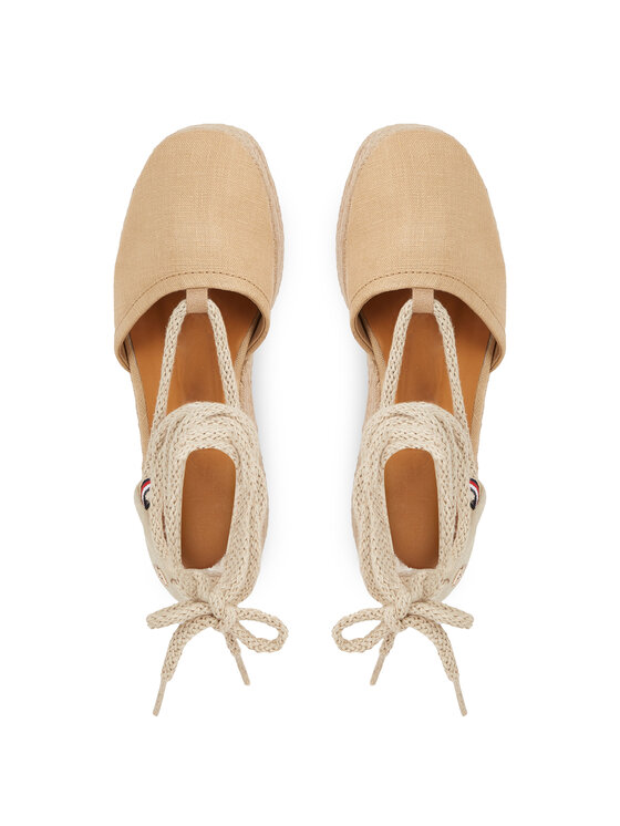 Tommy Hilfiger Tommy Hilfiger Espadrillid Closed Toe Linen Flatform FW0FW07746 Beež