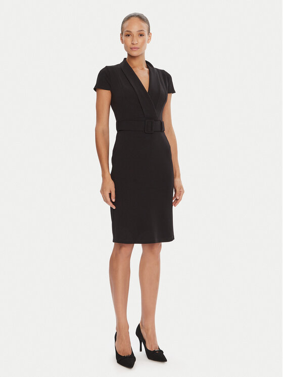 Rinascimento Rinascimento Cocktail obleka CFC0125582003 Črna Slim Fit