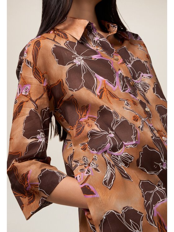 Oltre Oltre Camicia 5114J100781N0V2 Arancione Baggy Fit