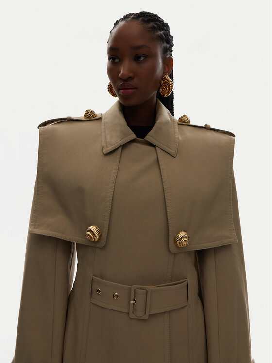 Balmain Balmain Trench DF0TL155CF48 Bej Regular Fit