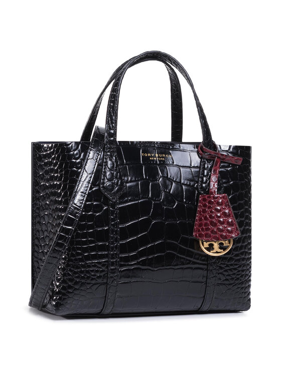 Tory Burch Sac à main Perry Embossed Small Triple-Compartment Tote 74594  Noir • 