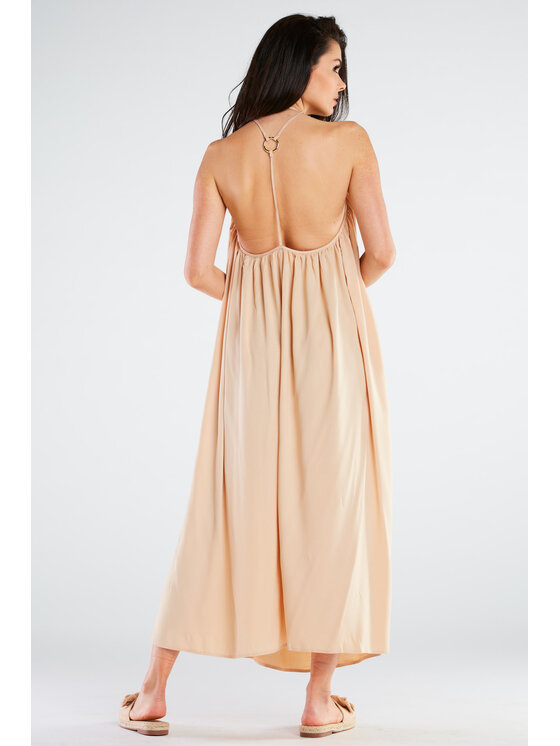 Awama Awama Sukienka letnia A428 Beżowy Basic Fit