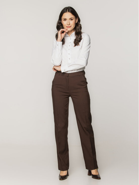 Willsoor Willsoor Spodnie materiałowe 67905 Brązowy Regular Fit