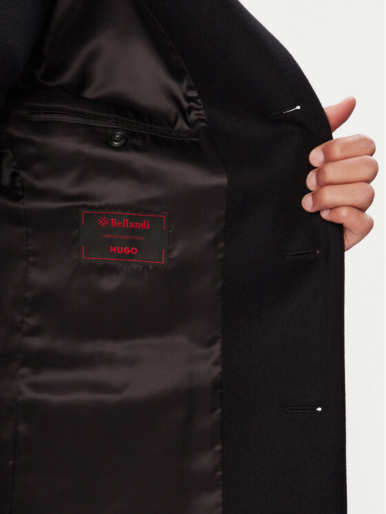 HUGO HUGO Vlněný kabát 50569210 Černá Slim Fit