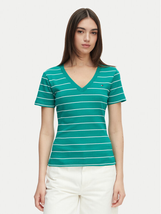 Tommy Hilfiger Tričko New Cody WW0WW40584 Zelená Slim Fit