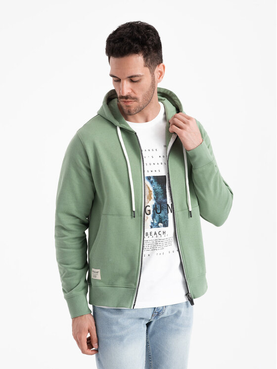 Ombre Ombre Mikina OM-SSBZ-0178 Zelená Classic Fit