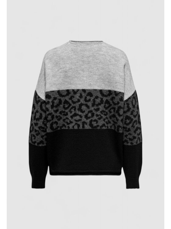 ONLY ONLY Maglione Onljade Animal Ls O-Neck Noos Knt Grigio Regular Fit