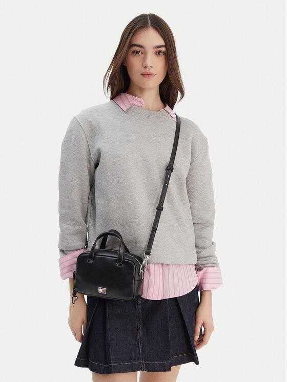 Tommy Jeans Geantă Tjw City Trunk Crossover AW0AW18084 Negru