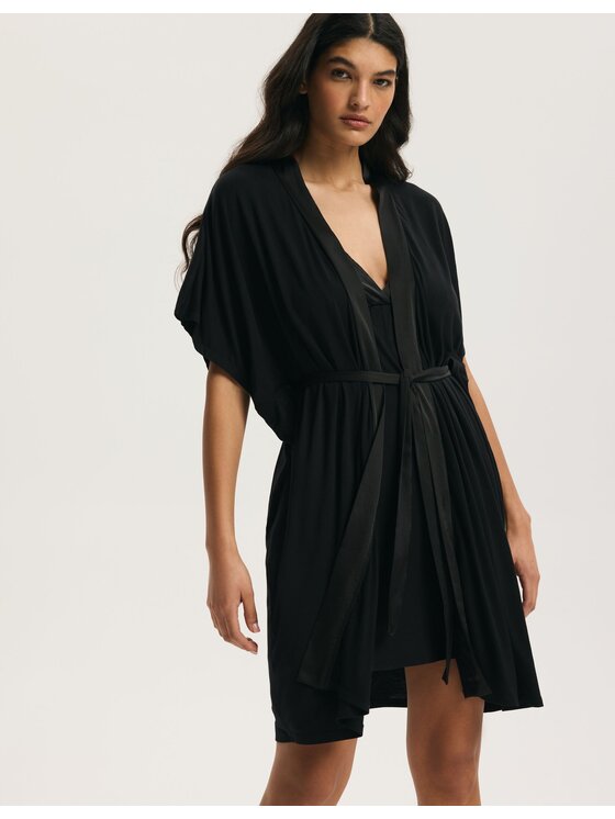 Esotiq Esotiq Szlafrok 45649 Czarny Regular Fit