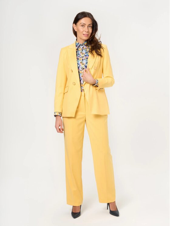 Willsoor Willsoor Spodnie garniturowe 68229 Żółty Regular Fit