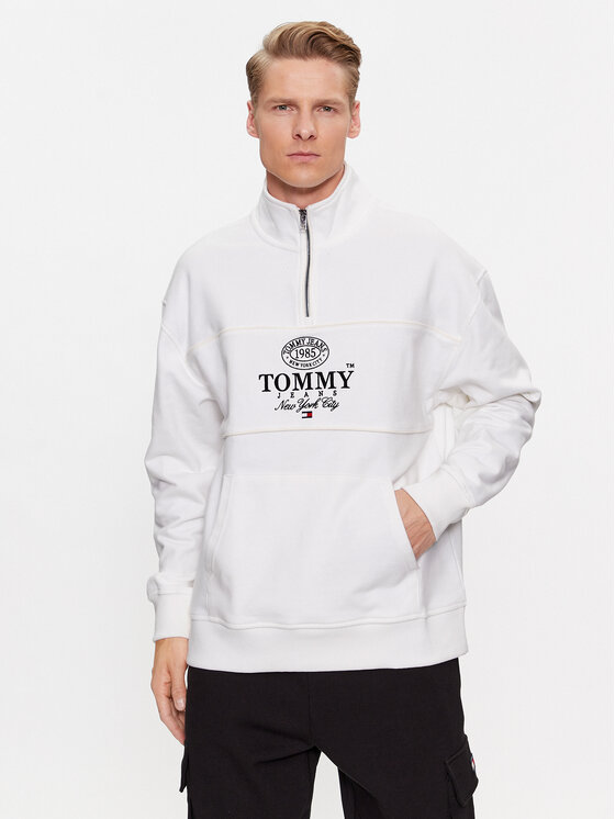 Tommy Jeans Majica Dugih Rukava Luxe Athletic DM0DM17800 Bijela Relaxed Fit