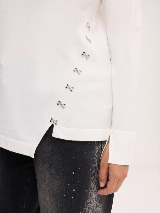 Fiorella Rubino Fiorella Rubino Sweter M350L008633N011 Biały Boxy Fit