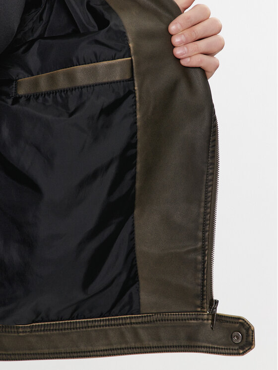 Brave Soul Brave Soul Kurtka z imitacji skóry MJK-CONEYKHAKI Khaki Straight Fit