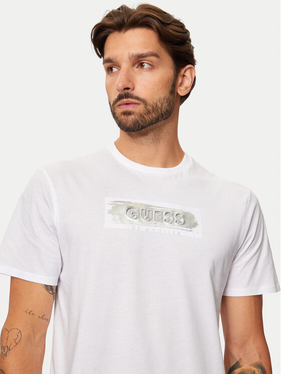 Guess Guess Tričko M4BI61 K9RM1 Biela Slim Fit