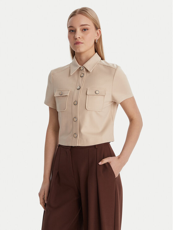 Guess Košeľa W6RH83 KCMU2 Béžová Regular Fit