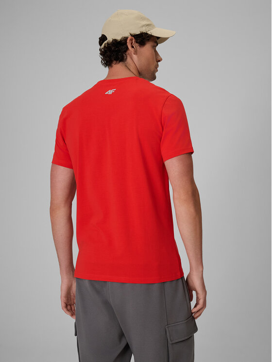 4F 4F T-Shirt NIGHT RUN Czerwony Slim Fit