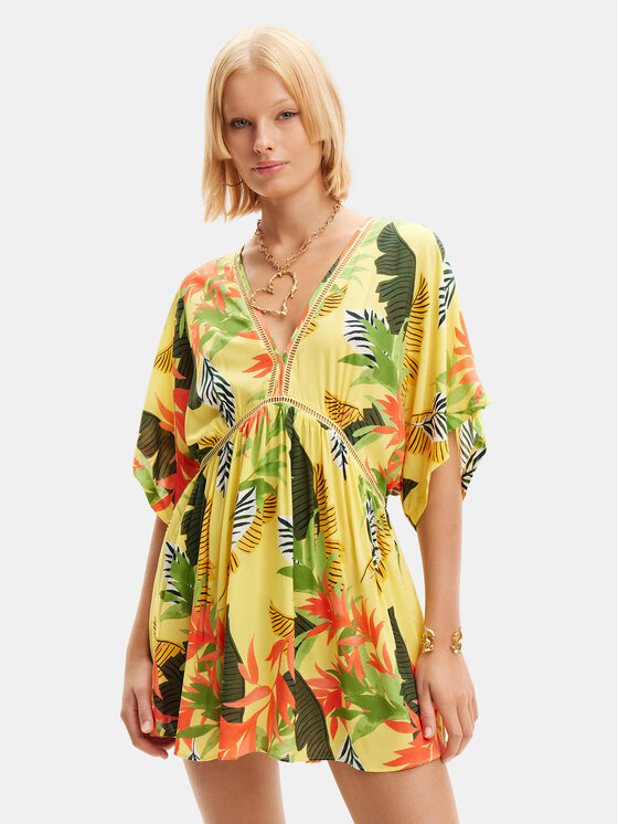 Desigual Desigual Rochie de plajă Tropical Party 24SWMW23 Colorat Loose Fit