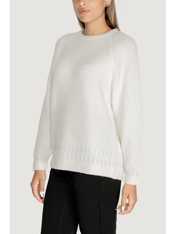 Guess Guess Sweter LS CN CABLE MARGOT Biały Classic Fit