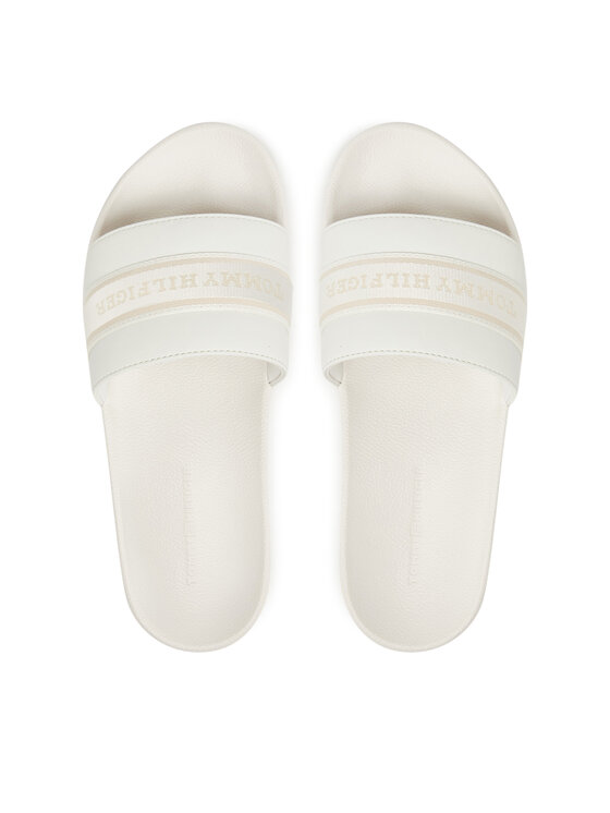 Tommy Hilfiger Tommy Hilfiger Şlapi Hilfiger Poolside With Webbing FW0FW08529 Alb