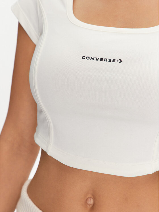 Converse Converse топ W Wordmark Corset Top 10026506-A02 Екрю Slim Fit