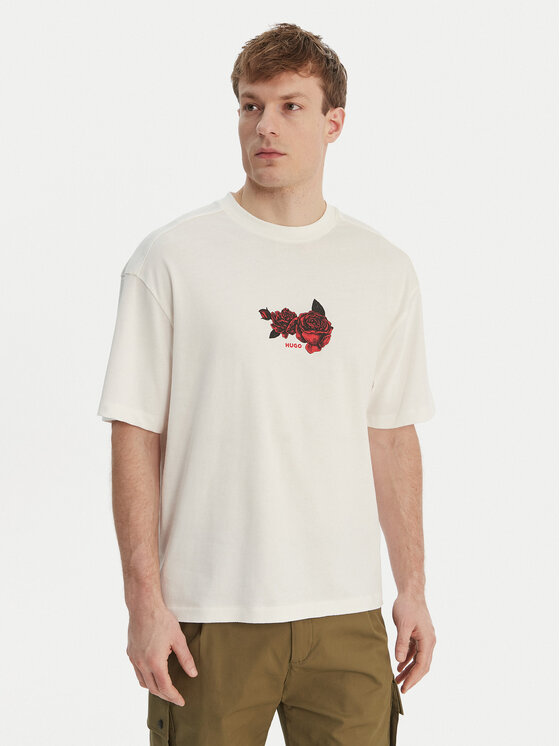 HUGO HUGO Tricou Domans 50564642 Écru Oversize