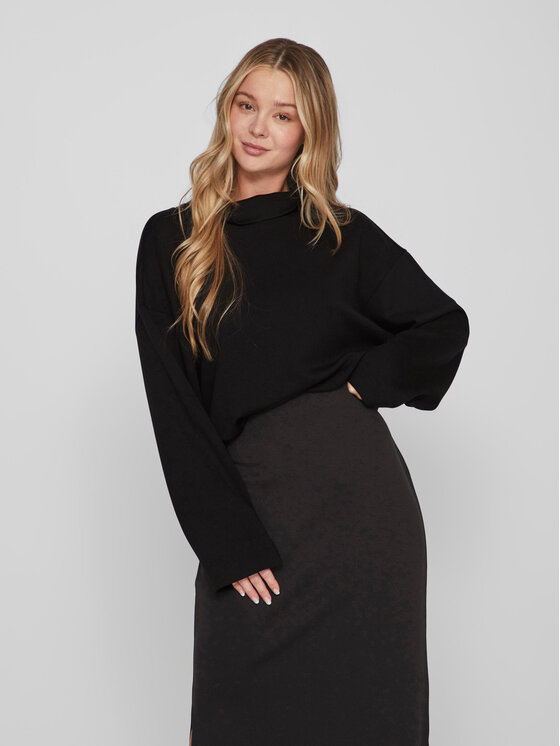 Vila Bluză 14088385 Negru Relaxed Fit