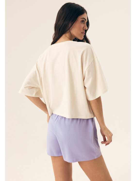 Esotiq Esotiq Piżama 43071 Beżowy Loose Fit