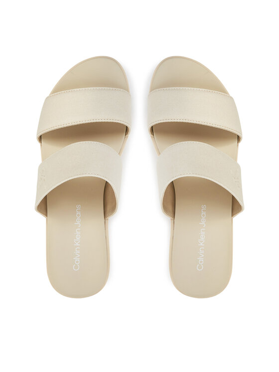 Calvin Klein Jeans Calvin Klein Jeans Шльопанці Flatform Sandal Webbing In YW0YW01789 Écru