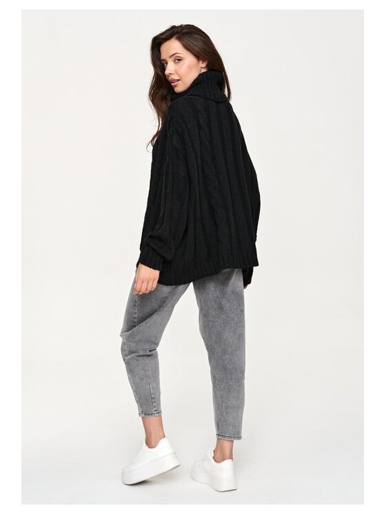 Makadamia Makadamia Sweter S179 Czarny Loose Fit