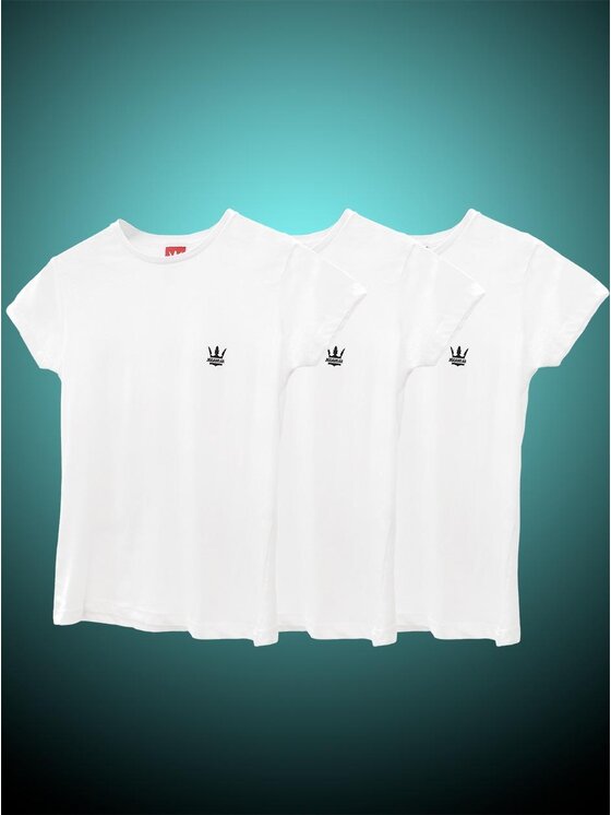 Jigga Wear Jigga Wear Komplet 3 t-shirtów Zestaw 3 Damskich T-Shirtów Jigga Wear Mini Logo Biały L Biały Regular Fit